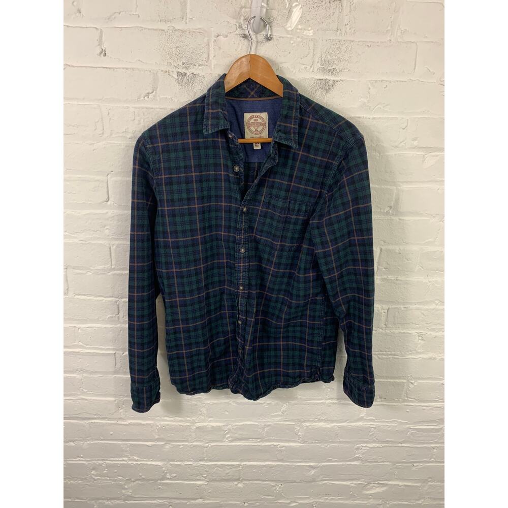 FatFace Women's Plaid Flannel Button Up Shirt Long Sleeve Green/Blue Size Medium